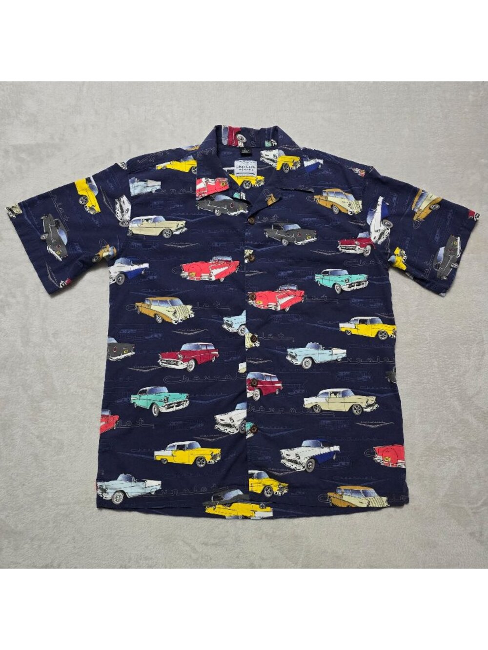 David Carey Originals Mens Chevrolet Classic Cars Short Sleeve Camp Shirt Large
